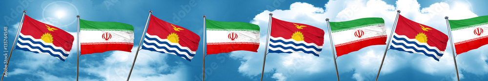 Kiribati flag with Iran flag, 3D rendering Kiribati flag with Iran flag, 3D rendering