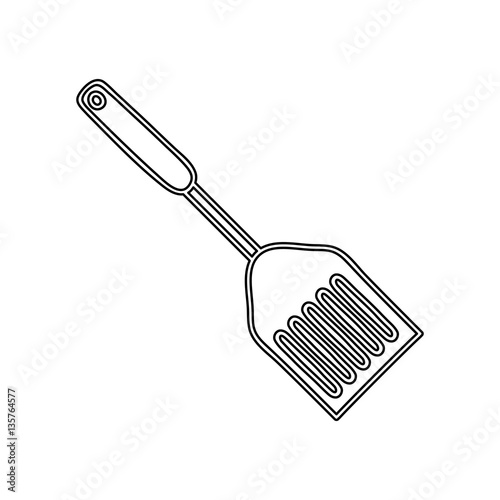 silhouette frying spatula utensil kitchen vector illustration