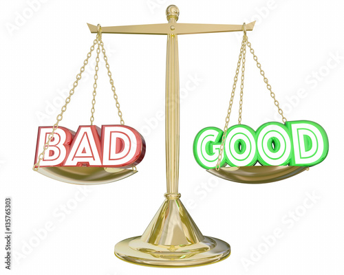 Good Vs Bad Scale Weighing Positive Negative Choices 3d Illustra Stock イラスト Adobe Stock