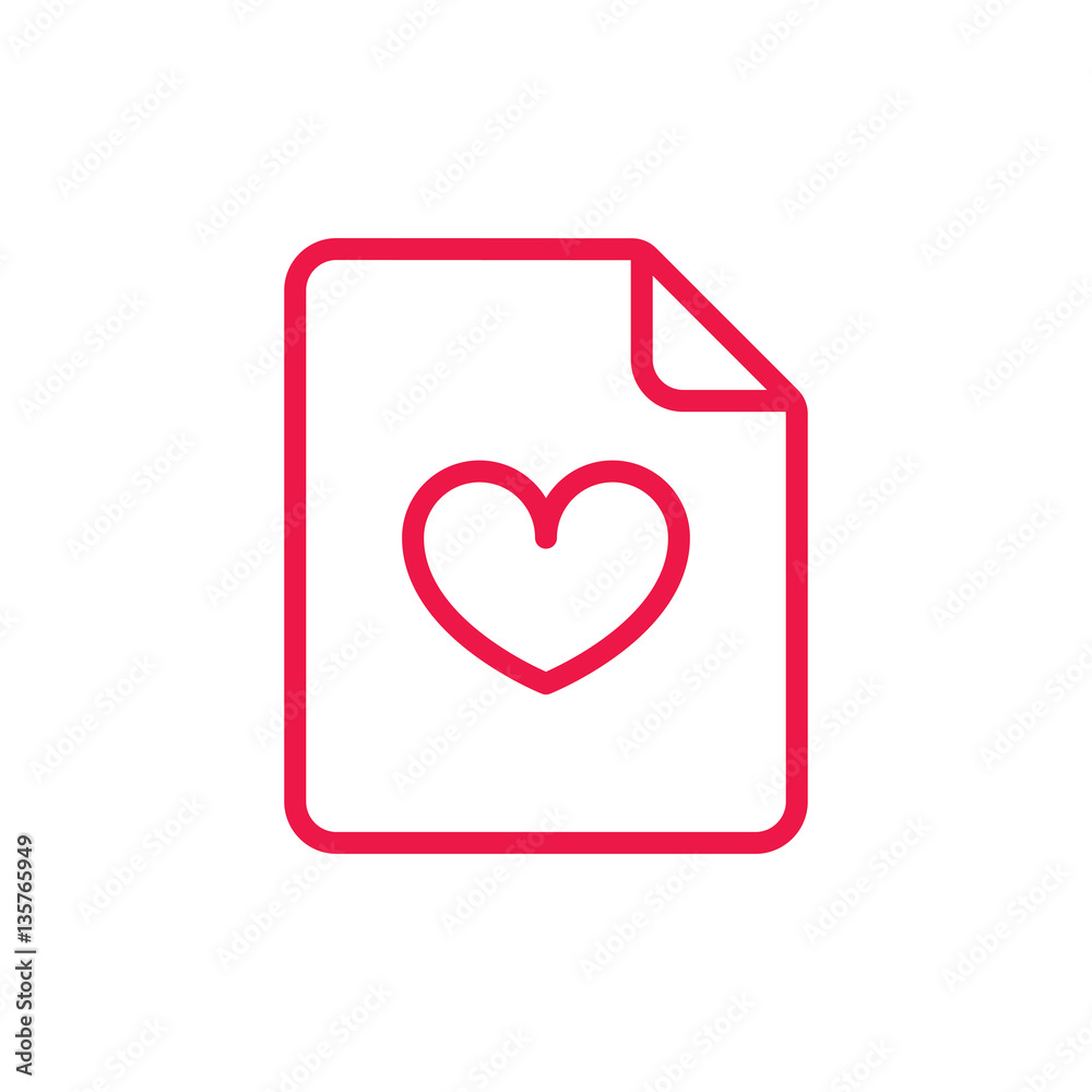 love blank thin line red icon on white background, happy valenti