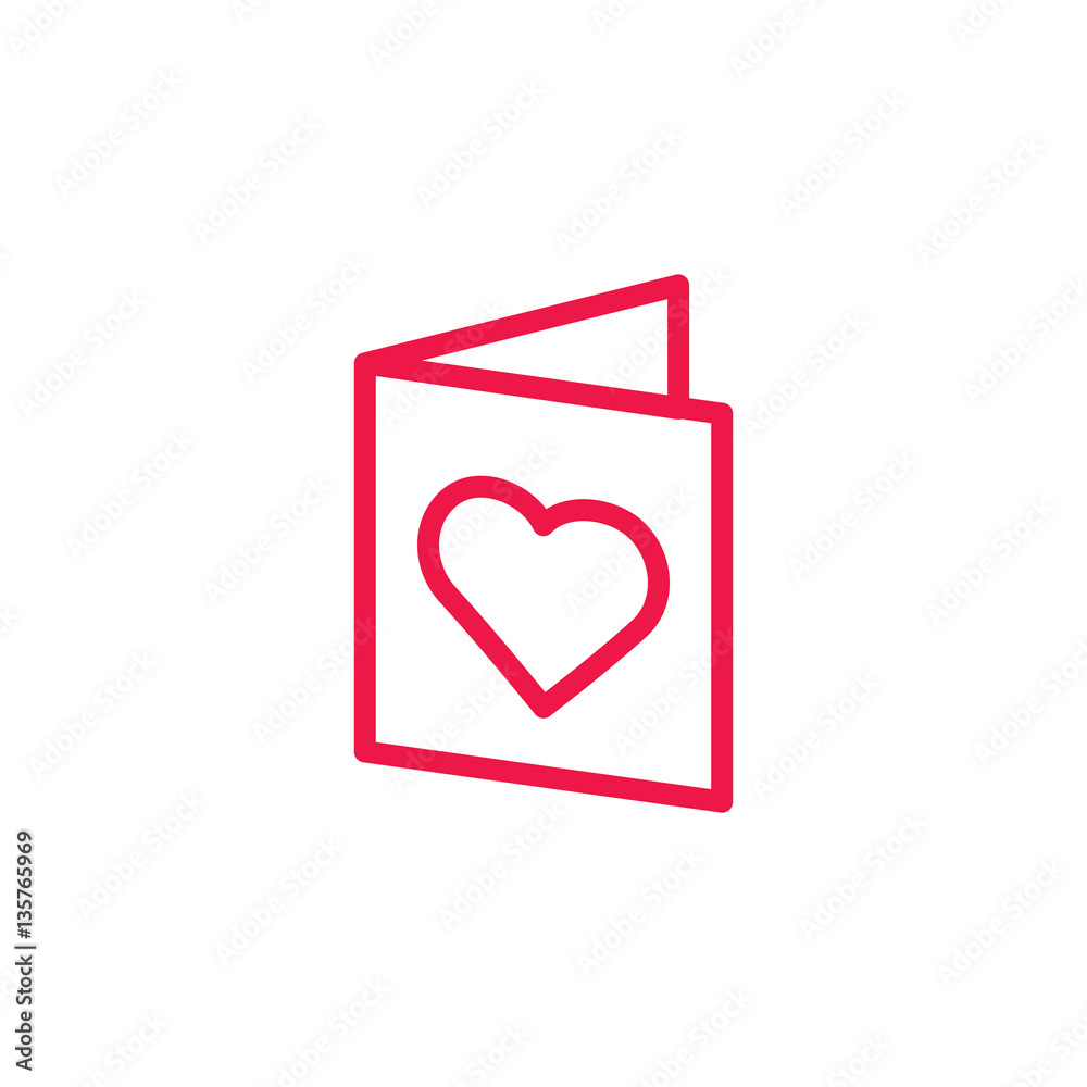 book thin line red icon on white background, happy valentine day book thin line red icon on white background, happy valentine day