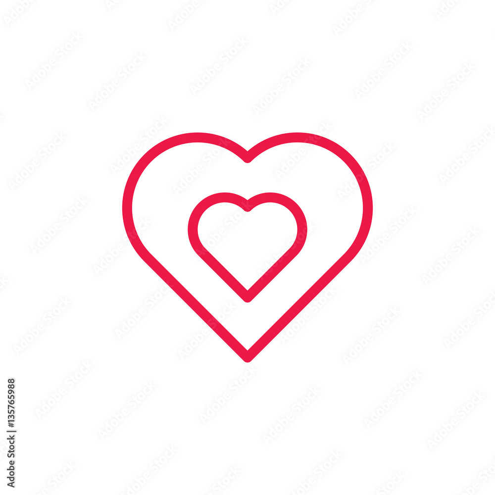 heart thin line red icon on white background, happy valentine da heart thin line red icon on white background, happy valentine da