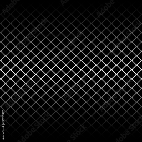 Metal rounded square mesh on black background vector illustration.