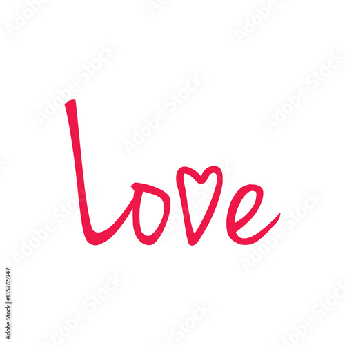 love text thin line red icon on white background, happy valentin