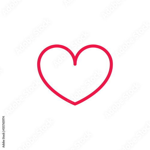 heart thin line red icon on white background, happy valentine da