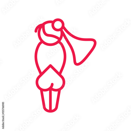 sexy ass thin line red icon on white background, happy valentine
