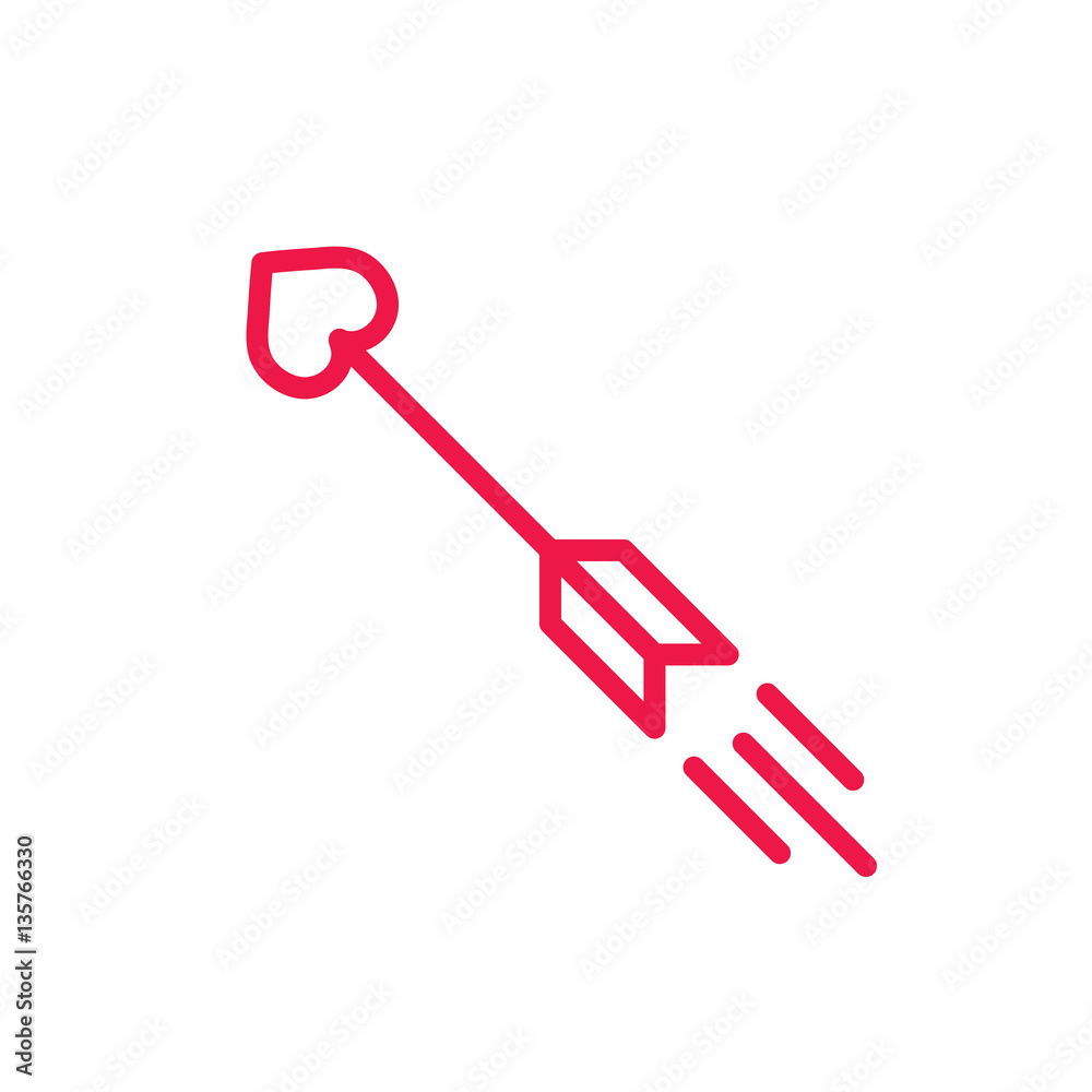cupid arrow thin line red icon on white background, happy valen cupid arrow thin line red icon on white background, happy valen