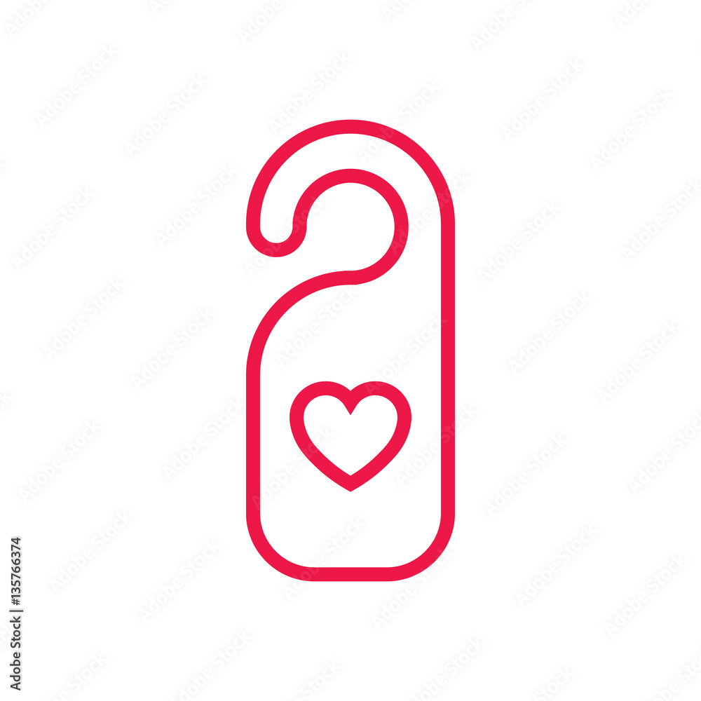 disturb thin line red icon on white background, happy valentine disturb thin line red icon on white background, happy valentine