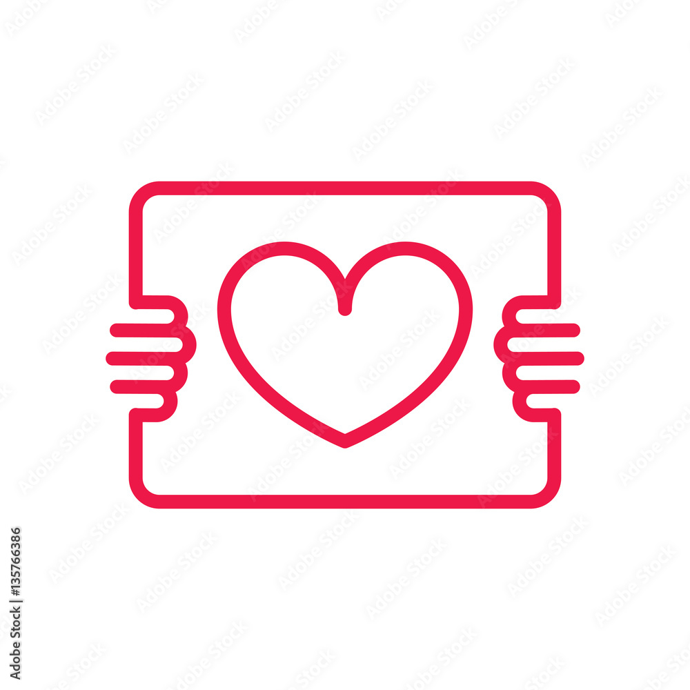 love thin line red icon on white background, happy valentine day love thin line red icon on white background, happy valentine day