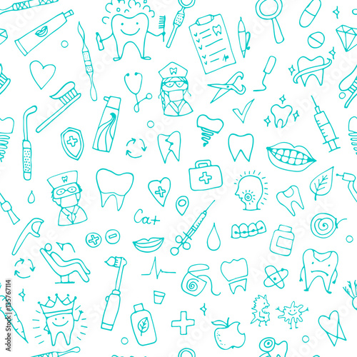 Dental seamless pattern, sketch for your design