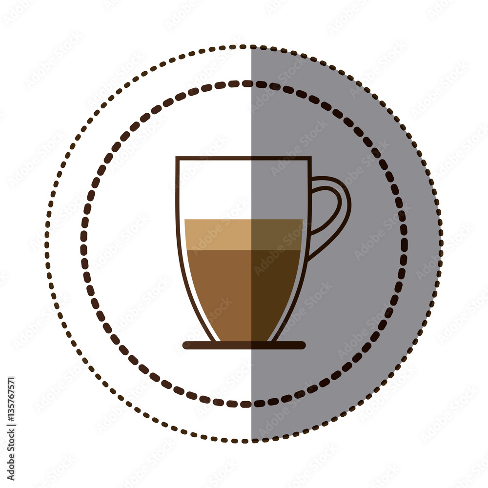 color sticker in circular frame with glass jar of coffee with handle vector illustration color sticker in circular frame with glass jar of coffee with handle vector illustration