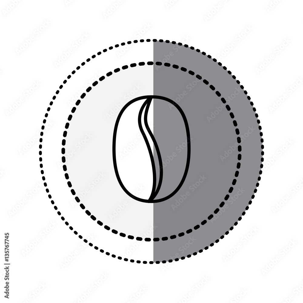 monochrome sticker contour in circular dot line with coffee bean vector illustration monochrome sticker contour in circular dot line with coffee bean vector illustration