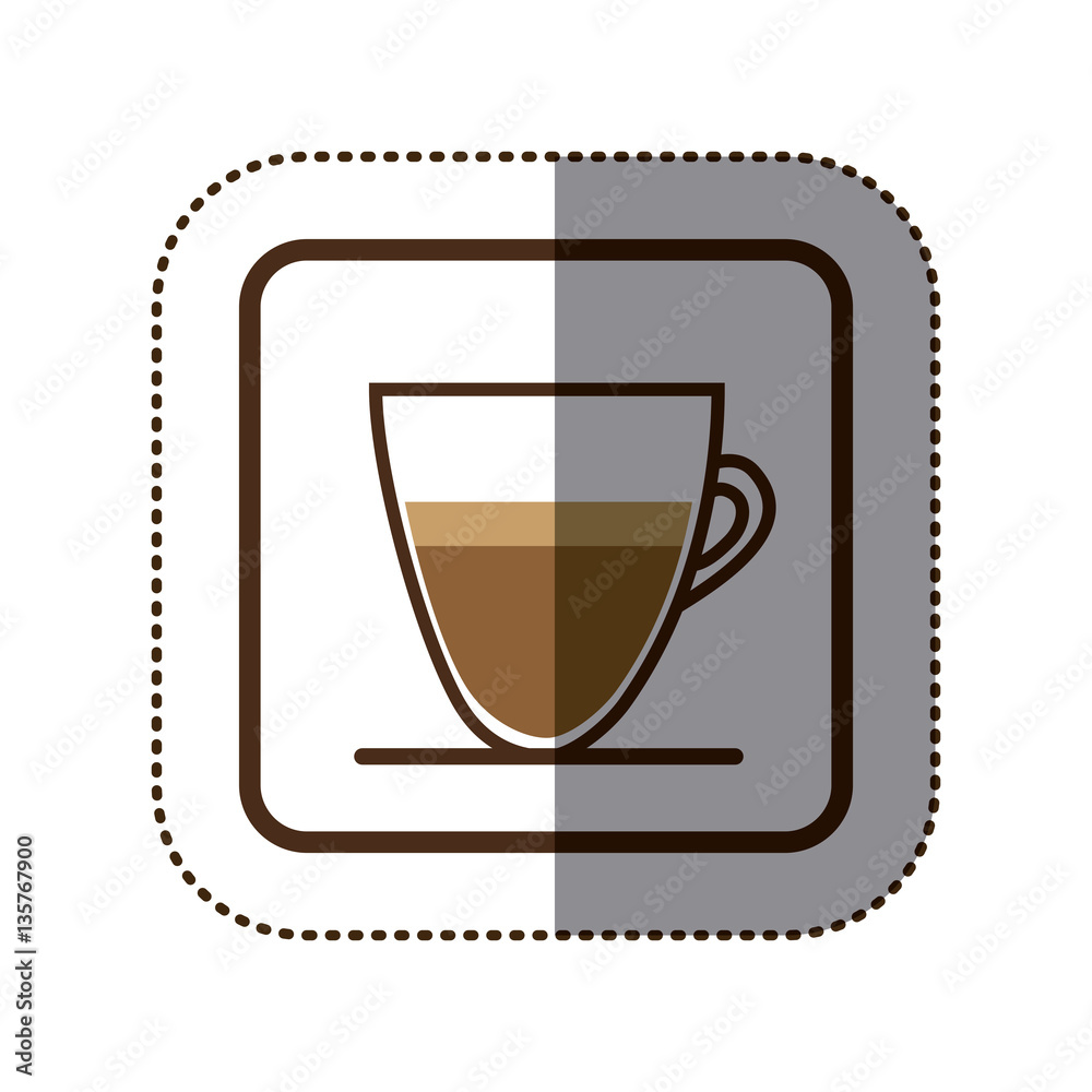 color sticker silhouette in square frame with coffee cup vector illustration color sticker silhouette in square frame with coffee cup vector illustration