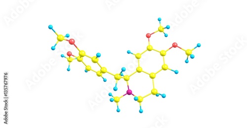 Laudanosine molecular structure isolated on white photo