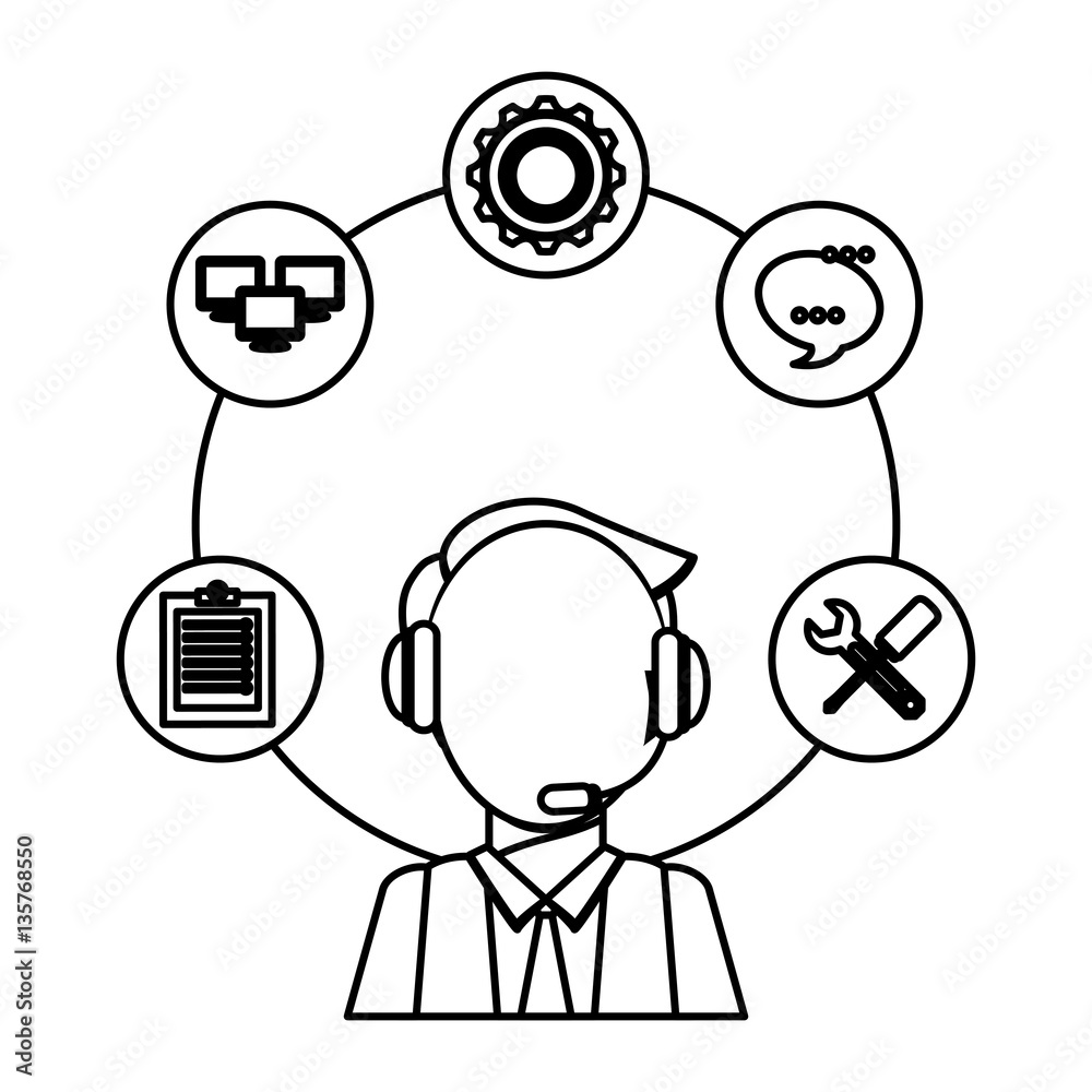 technical service and call center icon, vector illustration image