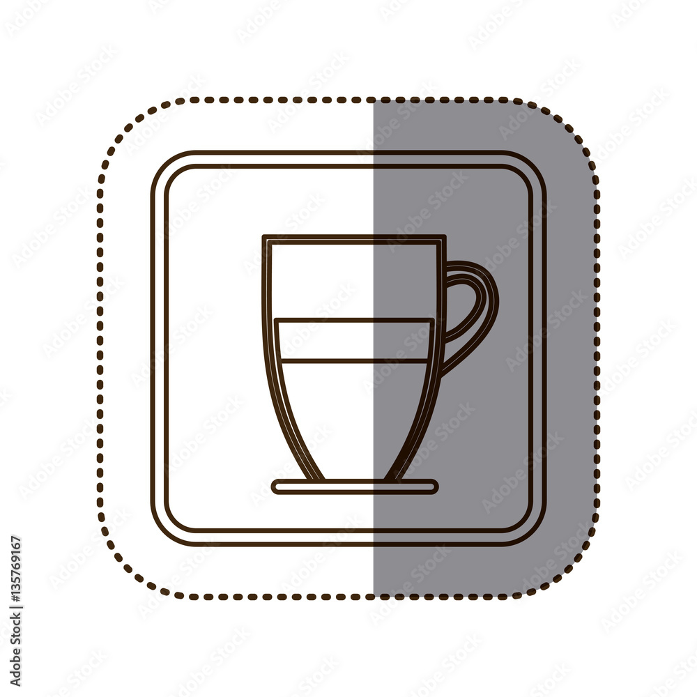 monochrome sticker contour in square frame with glass jar of coffee with handle vector illustration monochrome sticker contour in square frame with glass jar of coffee with handle vector illustration