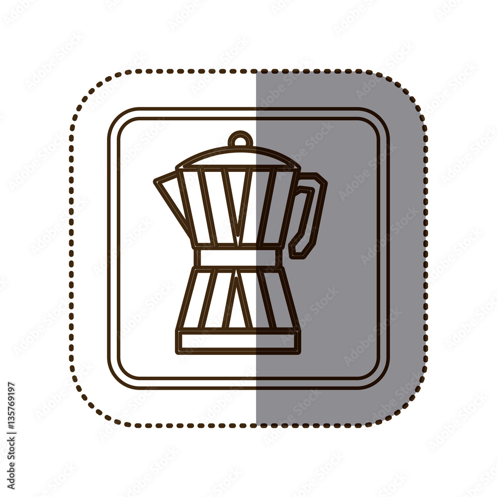 monochrome sticker contour in square frame with glass jar of coffee with handle vector illustration monochrome sticker contour in square frame with glass jar of coffee with handle vector illustration