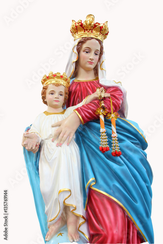 Statues of Holy Women in Roman Catholic Church, Thailand isolated on white background
