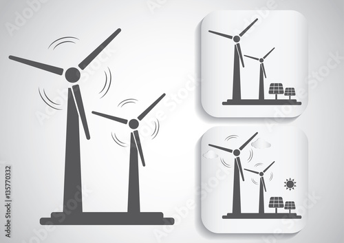 wind turbine icon and Solar panel icon