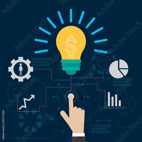 lamp idea business technology vector illustration