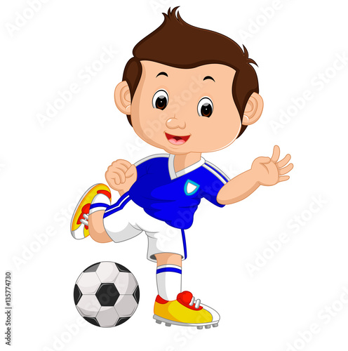 Cartoon boy playing football