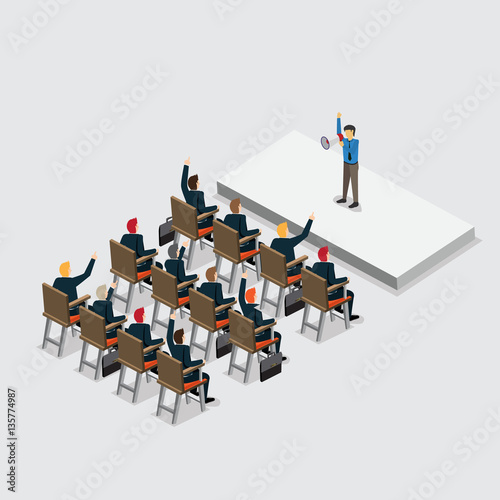 business promoter with isometric 