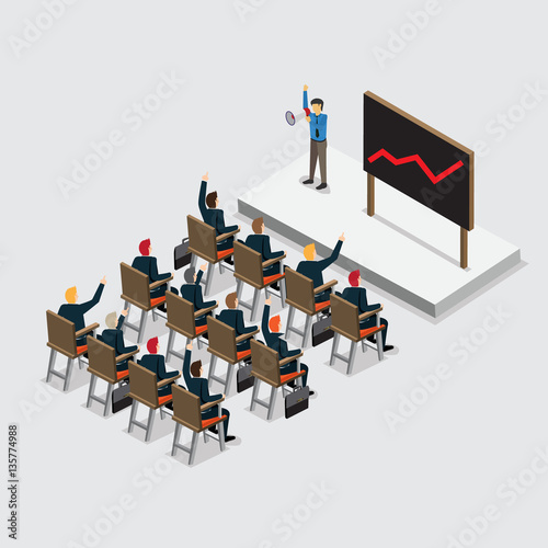 business promoter with isometric 