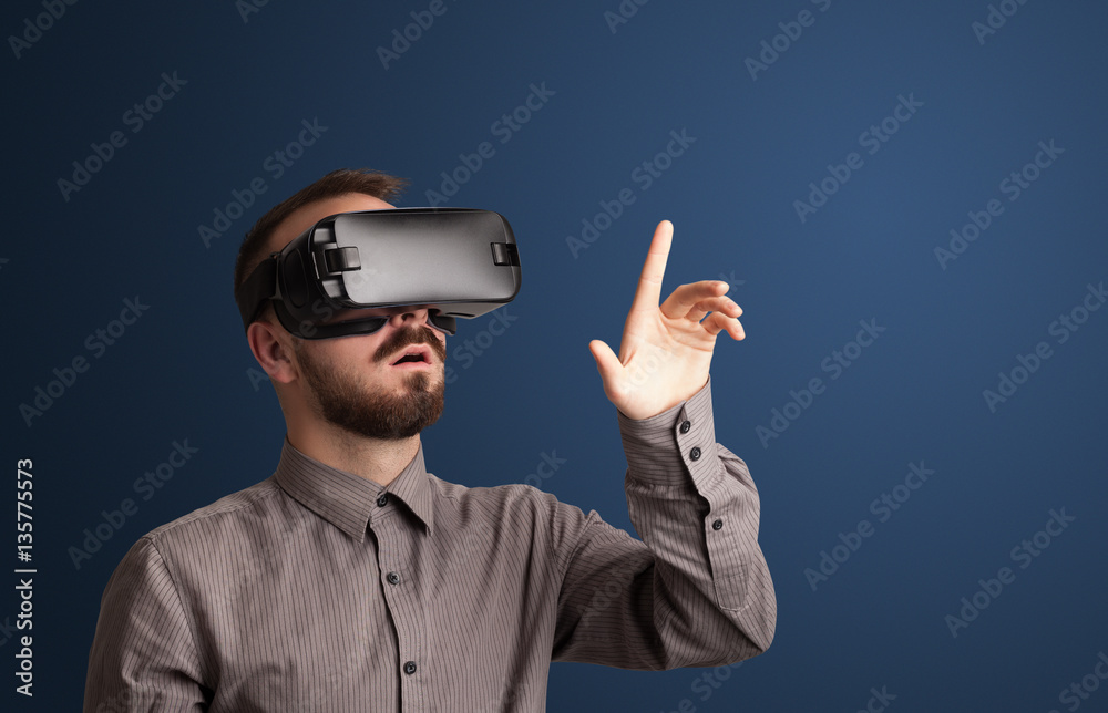 Businessman with virtual reality goggles Businessman with virtual reality goggles
