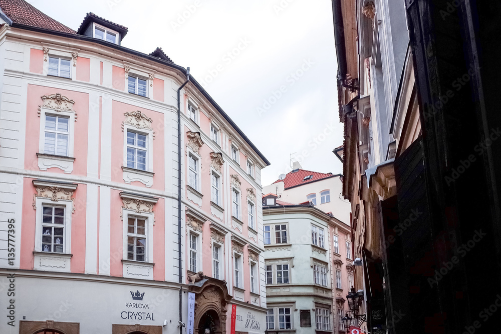 PRAGUE, CZECH REPUBLIC - DEC 23, 2014 : Beautiful street view of