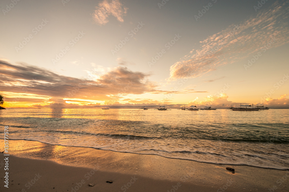 Tropical beach sunset at Philippines Tropical beach sunset at Philippines