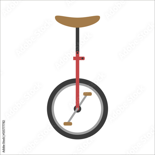 Hipster unicycle bicycle flat vector illustration.