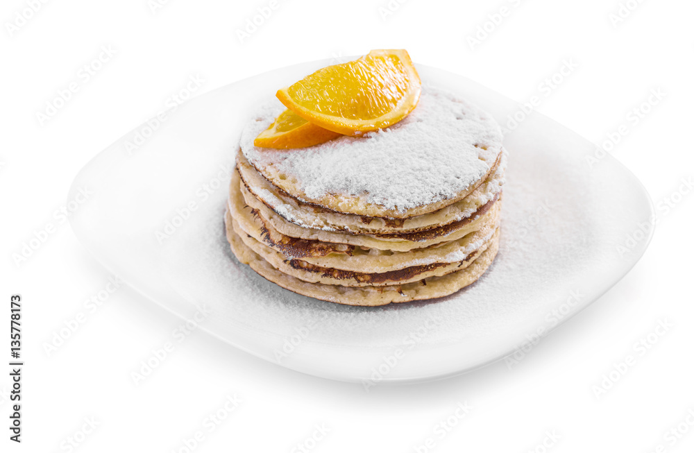 Pancake with orange slices