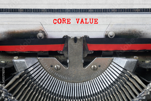 CORE VALUE Typed Words On a Vintage Typewriter Conceptual