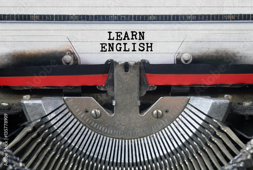 Learn English Typed Words On a Vintage Typewriter Conceptual