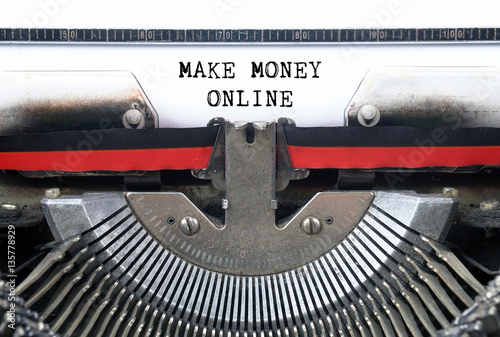 MAKE MONEY ONLINE typed words on a Vintage Typewriter Conceptual