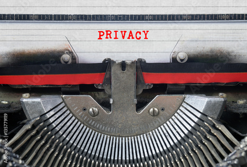 PRIVACY Typed Words On a Vintage Typewriter Conceptual