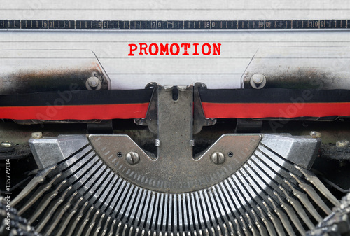 PROMOTION Typed Words On a Vintage Typewriter Conceptual