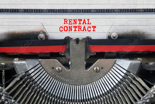 RENTAL CONTRACT Typed Words On a Vintage Typewriter Conceptual