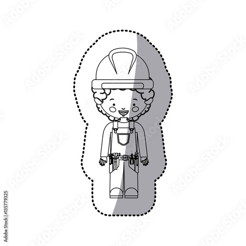 Construction worker cartoon icon vector illustration graphic design