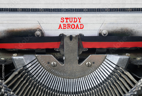 STUDY ABROAD Typed Words On a Vintage Typewriter Conceptual