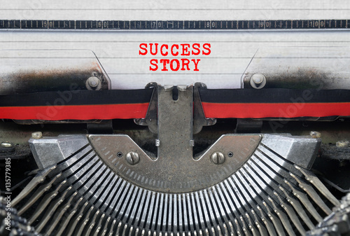 SUCCESS STORY Typed Words On a Vintage Typewriter Conceptual