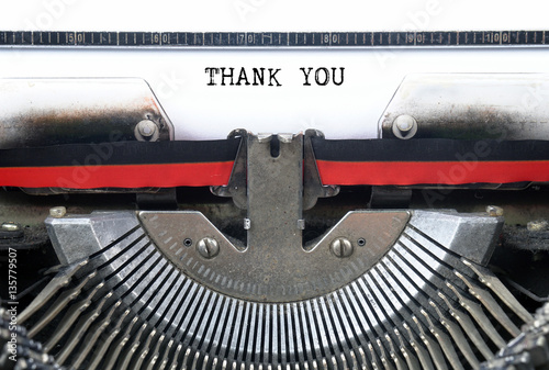 THANK YOU typed words on a Vintage Typewriter Conceptual