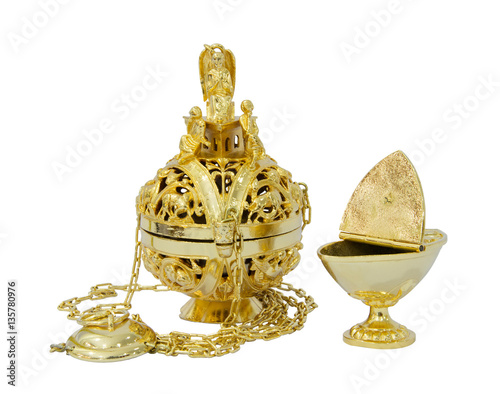 Censer hung and thurible on  white background
