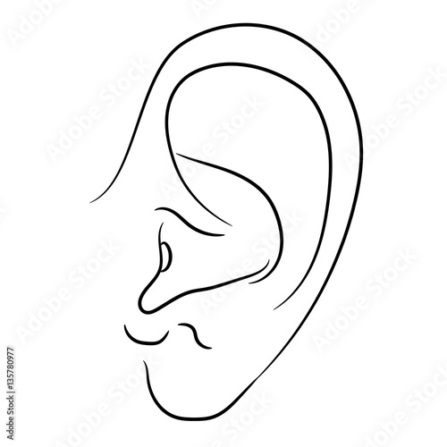 human ear of monochrome vector illustration