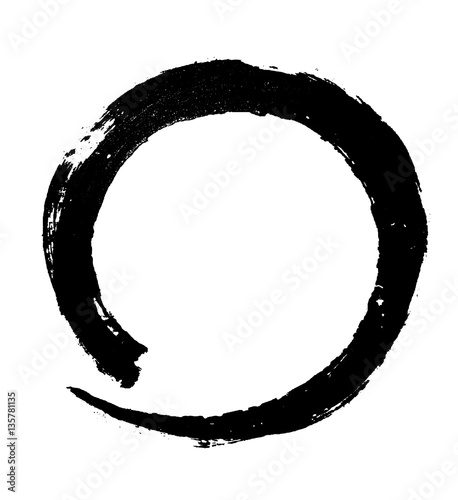 Round Black paint brushstroke. Vector design element