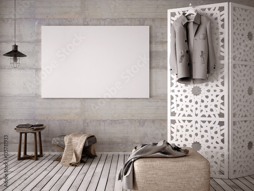 Interior,mock up, 3d illustration