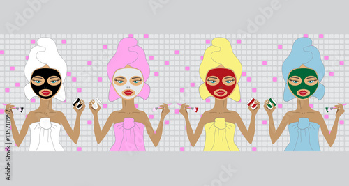 set of 4 face masks, natural beauty masks,cosmetic mask of clay