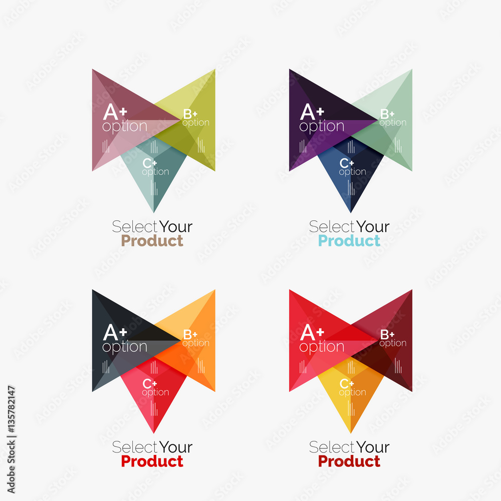 Set of triangle geometric business infographic templates Set of triangle geometric business infographic templates