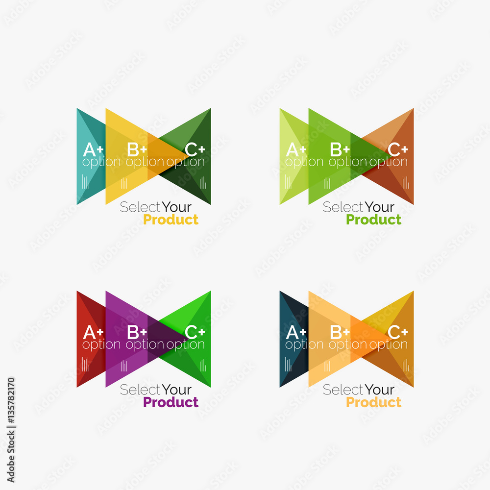 Set of triangle geometric business infographic templates Set of triangle geometric business infographic templates