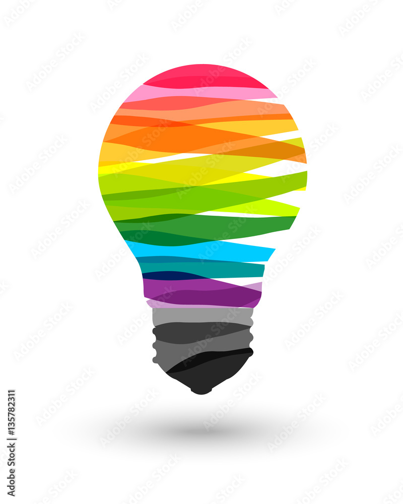 Colorful light bulb made of paint strokes as creativity concept - obrazy, fototapety, plakaty 